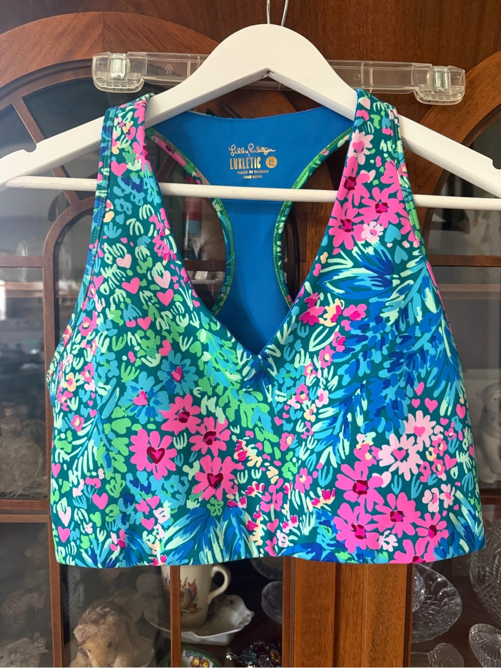 Lilly Pulitzer Bright Blue Floral Racerback Sports Bra